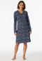 Nachthemd lange mouwen biologisch katoen knoopsluiting bloemenprint nachtblauw - Comfort Nightwear