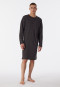 Sleep shirt long-sleeved organic cotton button placket stripes anthracite - Comfort Nightwear