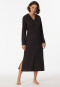 Camicia da notte a maniche lunghe in cotone biologico con scollo a V, antracite - Comfort Nightwear