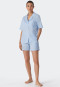 Pajamas short cotton woven satin button placket piping light blue - selected! premium inspiration