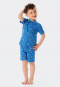 Short pajamas button placket organic cotton rat camping blue - Rat Henry