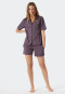 Pyjama kort geweven satijnen reverskraag grafische print paars - Selected! premium inspiratie