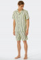 Pajamas short woven fabric button placket striped yellow / blue - Pyjama Story