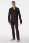 Pyjama lang interlock knoopsluiting geruit antraciet - Fine Interlock