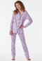 Long pajamas organic cotton button placket hearts lilac - Pajama Story