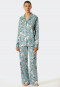 Pajama long lapel collar floral print blue-gray - Modern Floral
