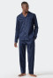 Pajamas long woven satin button placket patterned dark blue - selected! premium inspiration