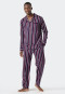 Lange geweven satijnen pyjama met knoopsluiting gestreept veelkleurig - selected! premium inspiration