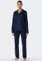 Pyjama long satin tissé col revers bleu foncé - selected! premium inspiration