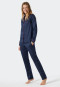 Pajamas long woven satin lapel collar graphic print dark blue - selected! premium inspiration