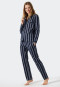 Pyjama lang geweven satijnen reverskraag strepen blauw - Selected! premium inspiratie