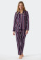 Pajamas long woven satin lapel collar stripes lilac - selected! premium inspiration