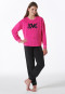 Schlafanzug lang Frottee Bündchen Love pink - Nightwear