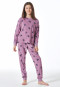Schlafanzug lang Frottee Bündchen Schmetterlinge mauve - Nightwear