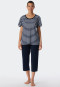 Pyjama 3/4-lengte biologisch katoen Bretonse strepen donkerblauw - Essential Stripes
