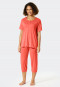 3/4 length pajamas Tencel A-line button placket polka dots coral - Minimal Comfort Fit