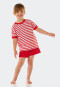 Pajamas short bamboo organic cotton stripes heart red - Natural Love