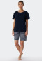 Pyjama kort biologisch katoen donkerblauw - Essential Stripes