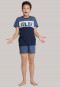Schlafanzug kurz Colour Blocking jeansblau - Blue Emotion