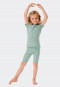 Pajamas short fine rib organic cotton daisies heather green - Natural Love