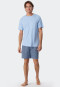 Pyjama court interlock bleu air imprimé - Fine Interlock