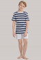pajamas short jersey crew neck block stripes midnight blue - City Wanderer