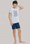 Pyjama court jersey encolure arrondie palmier gris chiné - Surfer Style