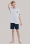 Schlafanzug kurz Jersey V-Ausschnitt New York grau-meliert - City Wanderer