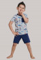 Pyjama court Organic cotton avec singes et voitures de course gris chiné/bleu foncé - Boys World