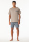 Schlafanzug kurz Organic Cotton braungrau gemustert - Comfort Nightwear