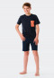 Korte pyjama, biologisch katoenen borstzakje, donkerblauw - Summer Camp