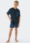 Pajamas short organic cotton chest pocket fish dark blue - Aquatic Flow