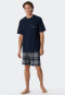 Pajamas short organic cotton check dark blue - Comfort Fit