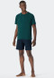 Pyjama kort biologisch katoen knoopsluiting bladeren donkergroen - Fashion Nightwear