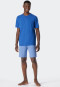 Pyjama kort biologisch katoen knoopsluiting visgraatpatroon aqua - Fashion Nightwear