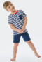 Pigiama corto, cotone biologico, taschino sul petto, a righe, blu scuro - Boys World