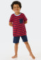Pajamas short organic cotton striped chest pocket red - Boys World