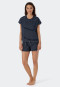 Pyjama kort biologisch katoen strepen donkerblauw - Just Stripes