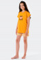 Pyjama court jaune en coton bio avec rayures et cur - Happy Summer