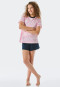 Pajamas short organic cotton stripes heart pink - Ocean Flow