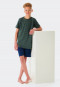 Short pajamas organic cotton stripes khaki - Siesta Digital