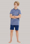 Pyjama court coton bio rayé Wake up bleu - Natural Love