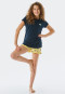 Pajamas short organic cotton ruffles camper dark blue - Ocean Flow