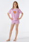 Schlafanzug kurz Organic Cotton Streifen Blume rosa - Nightwear
