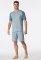 Korte pyjama Organic Cotton strepen golf blauw-grijs - 95/5 Nightwear