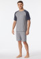 Korte pyjama Organic Cotton strepen golf houtskool - 95/5 Nightwear