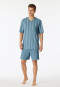 Pyjama short Organic Cotton V-hals borstzak blauw-grijs geruit - Comfort Nightwear