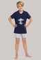 Schlafanzug kurz Organic Cotton V-Ausschnitt dunkelblau - Beach Life