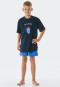 Pyjama court coton bio eau bleu foncé - Aquatic Flow