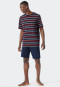 Pajamas short crew neck striped burgundy/dark blue - Comfort Fit